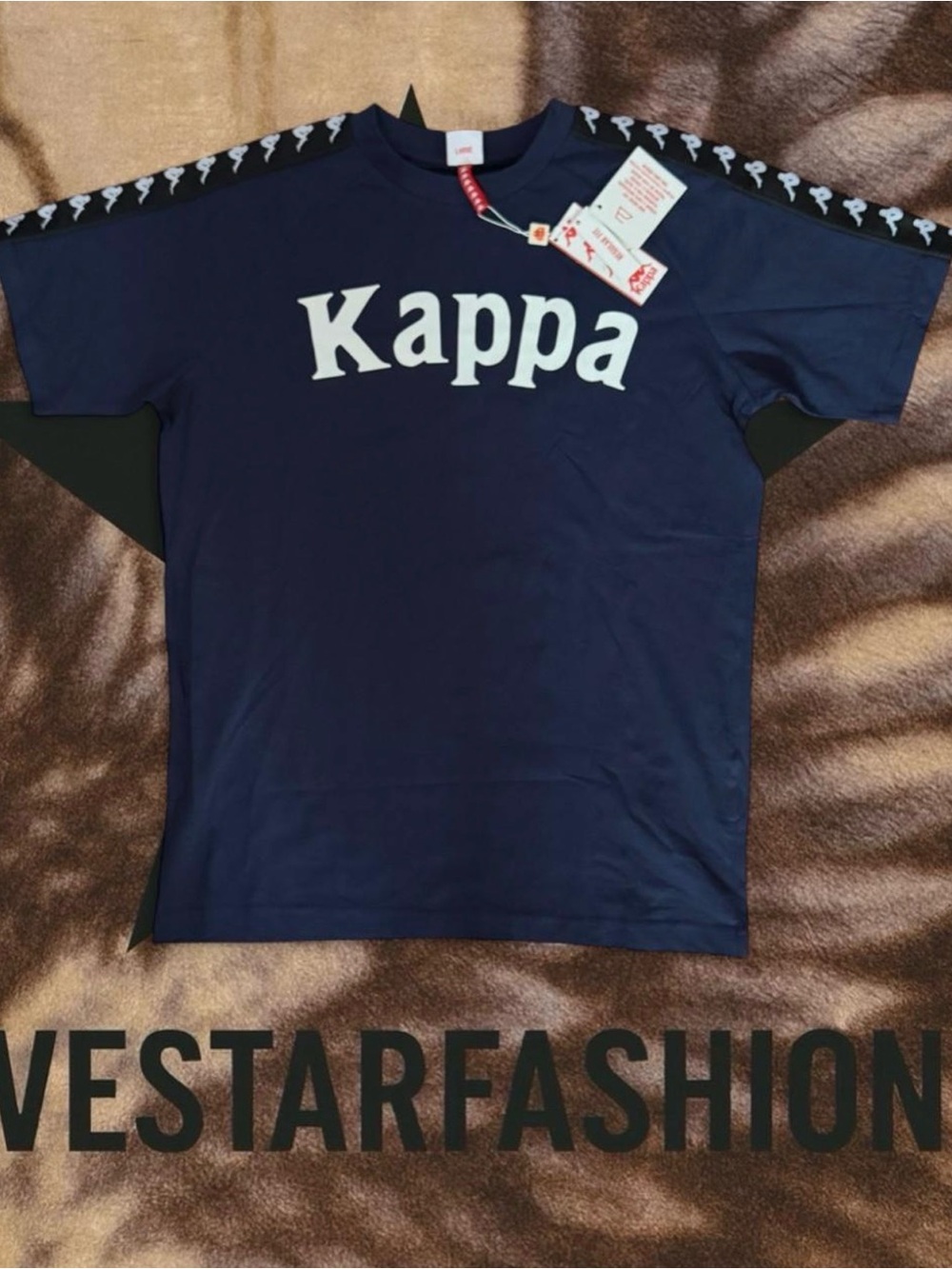 Kappa Navy Short-Sleeve Tee with White Logo
